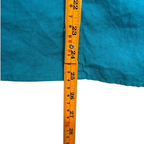 Talbots Pure Irish Linen Popover Top Drawstring Waist in Turquoise Blue Size 14 - Picture 10 of 11